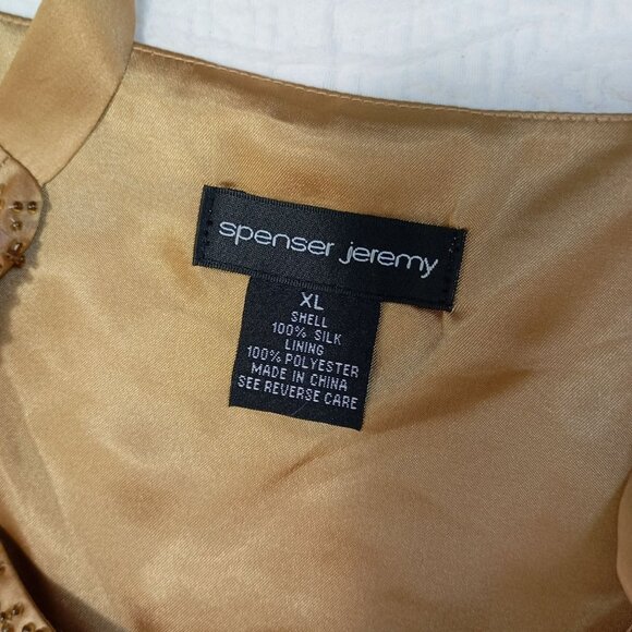 Spenser Jeremy 100% Silk Camisole  XL Gold Sleeveless Top Sequins & Side Zipper - Picture 2 of 9